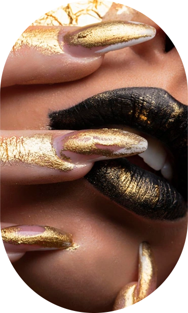 Beauty fashion model girl with golden makeup body black